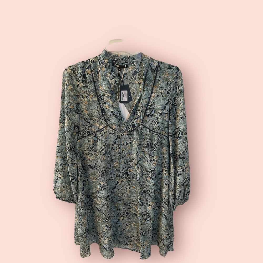 Maje Paris Floral-print crepe de chine mini dress NWT